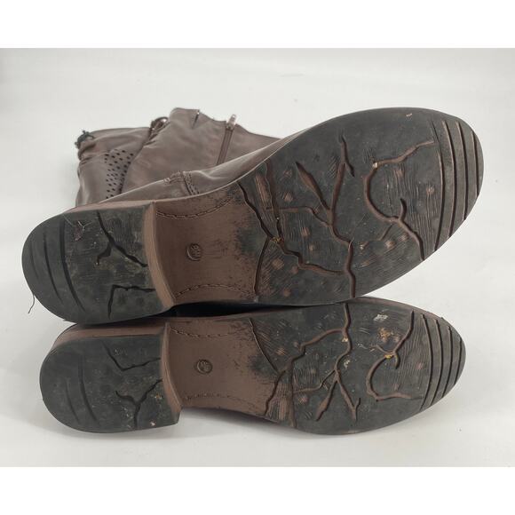 Valenti Franco BARCELONA women 8.5 BROWN mid calf lace up round toe heel BOOTS - Picture 3 of 9